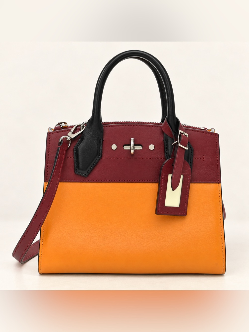 Louis Vuitton City Steamer Mini Amaretto Burgundy Black Leather Bag